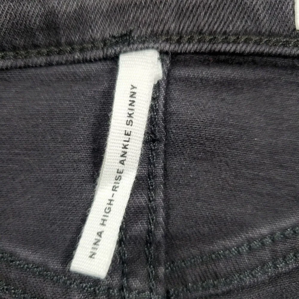 Rag & Bone Womens Nina Black High Rise Velvet Skinny Pants Jeans Size 26‎